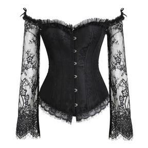 Fantasia de Halloween Feminina Gótica com Corset e Mangas de Renda