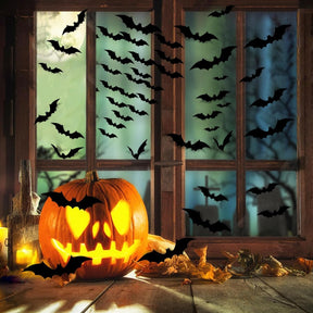 Conjunto de Adesivos de Parede 3D de Morcego para Decoração de Halloween