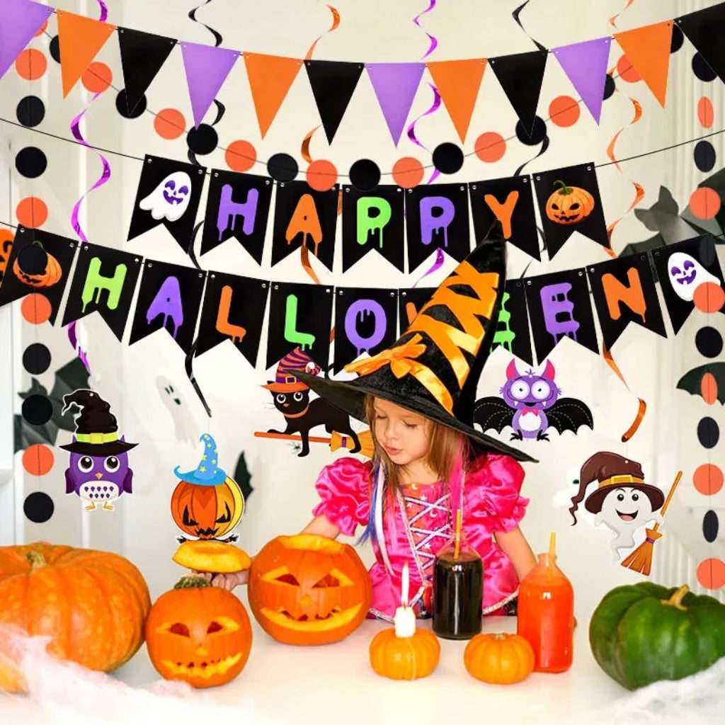Faixa de Decoração de Halloween Enfeite de Parede para Festas