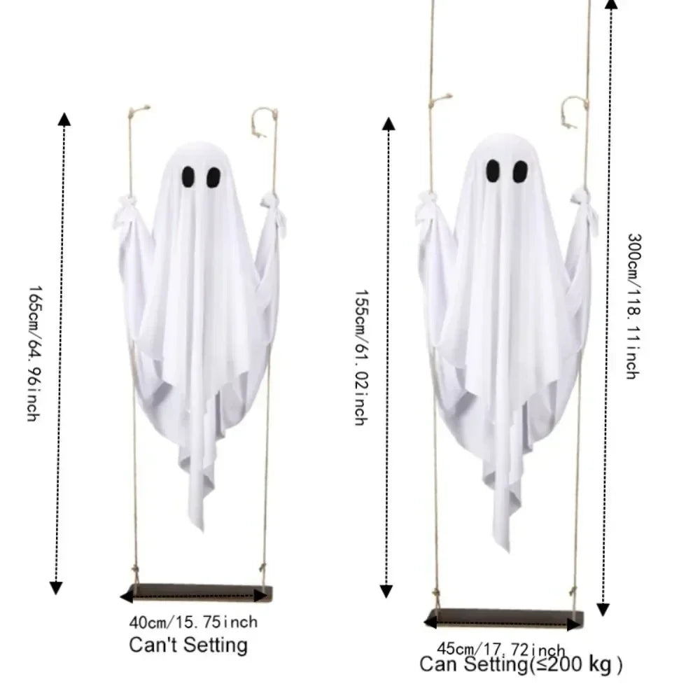 Decoração de Halloween Fantasma Voador com Controle Remoto e Balanço