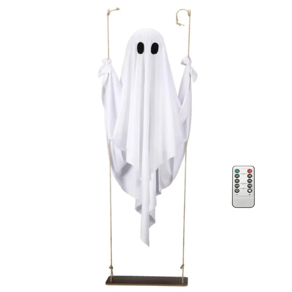 Decoração de Halloween Fantasma Voador com Controle Remoto e Balanço