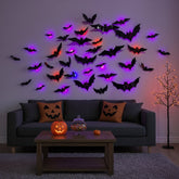 Decoração de Halloween com Morcegos de LED para Parede