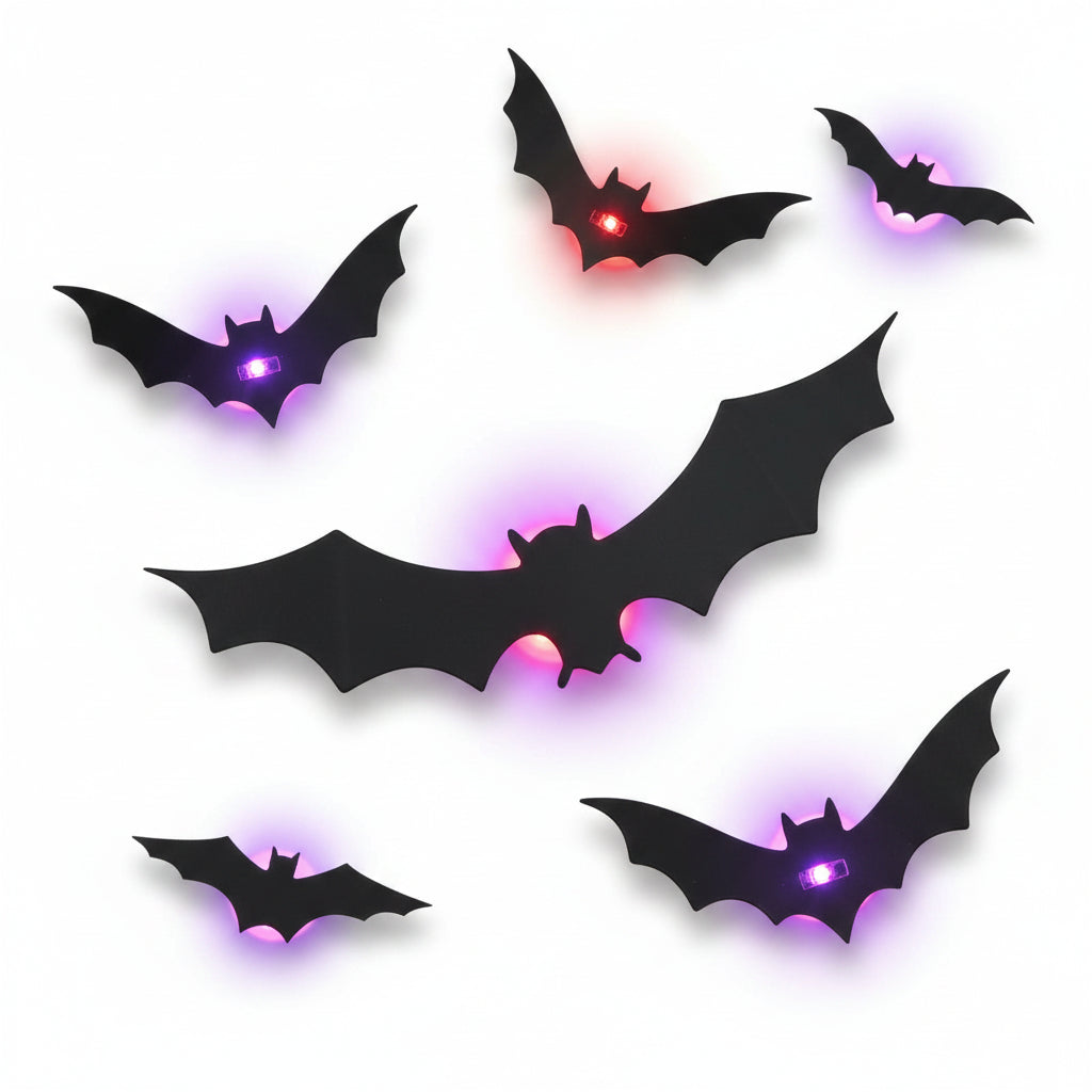 Decoração de Halloween com Morcegos de LED para Parede