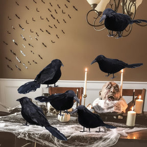 Corvos Artificiais Realistas para Decoração de Halloween