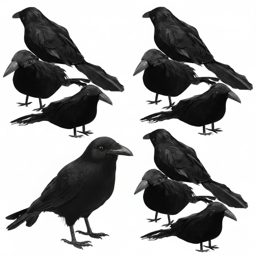Corvos Artificiais Realistas para Decoração de Halloween