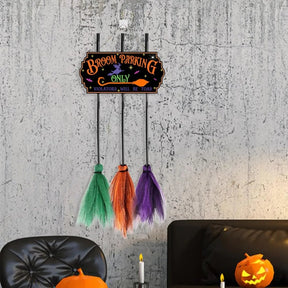 Placa de Decoração de Halloween Estacionamento de Vassouras Acento Divertido para Casa
