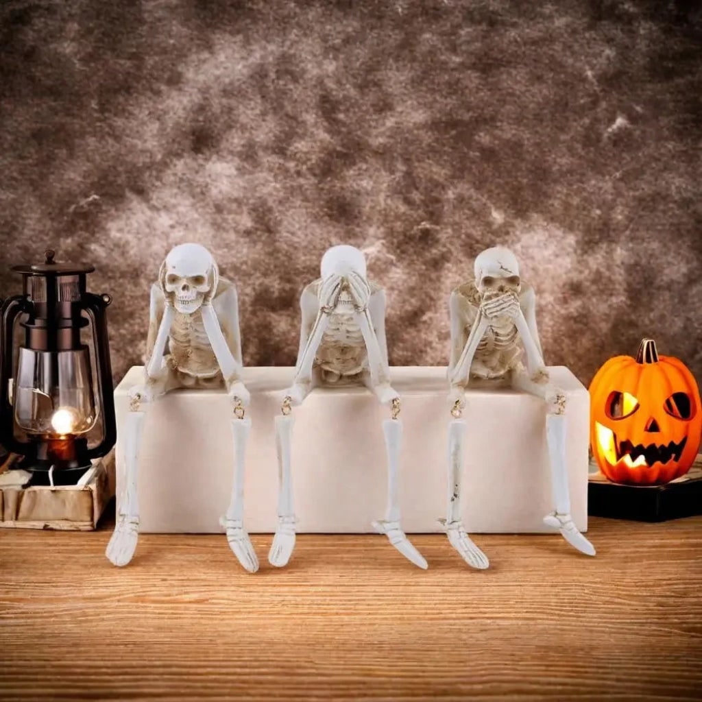 Estatueta de Esqueleto para Decoração de Halloween e Enfeite para Casa
