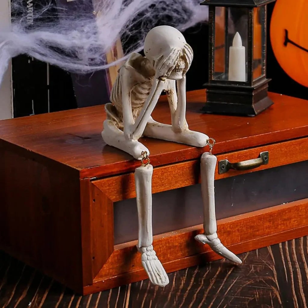 Estatueta de Esqueleto para Decoração de Halloween e Enfeite para Casa