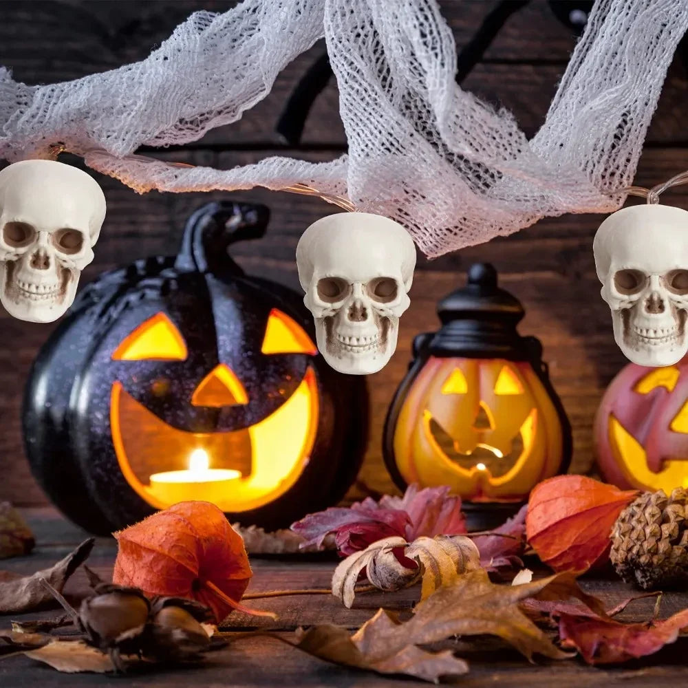 Caveiras de Esqueleto para Decoração de Halloween, Enfeite Assustador para Casa