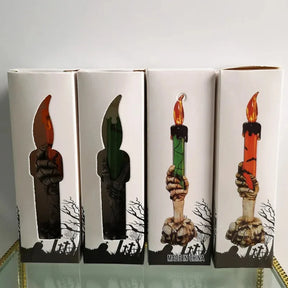 Suportes de Vela de Caveira para Decoração de Halloween com Design Assustador