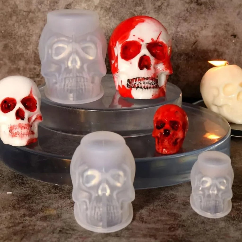 Molde de Silicone de Caveira para Decoração de Halloween Ferramenta Divertida de Artesanato