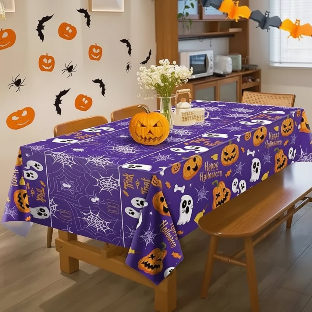 Toalha de Mesa para Decoração de Halloween com Estampa de Teia de Aranha