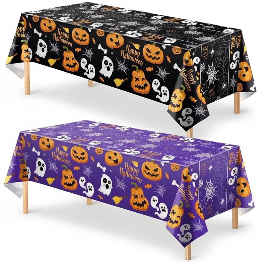 Toalha de Mesa para Decoração de Halloween com Estampa de Teia de Aranha