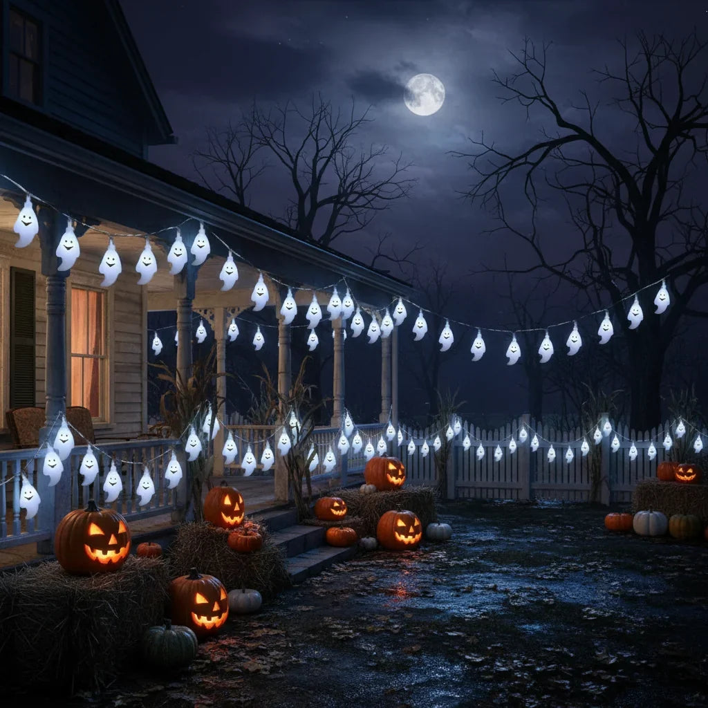Battery-Powered Ghost String Lights