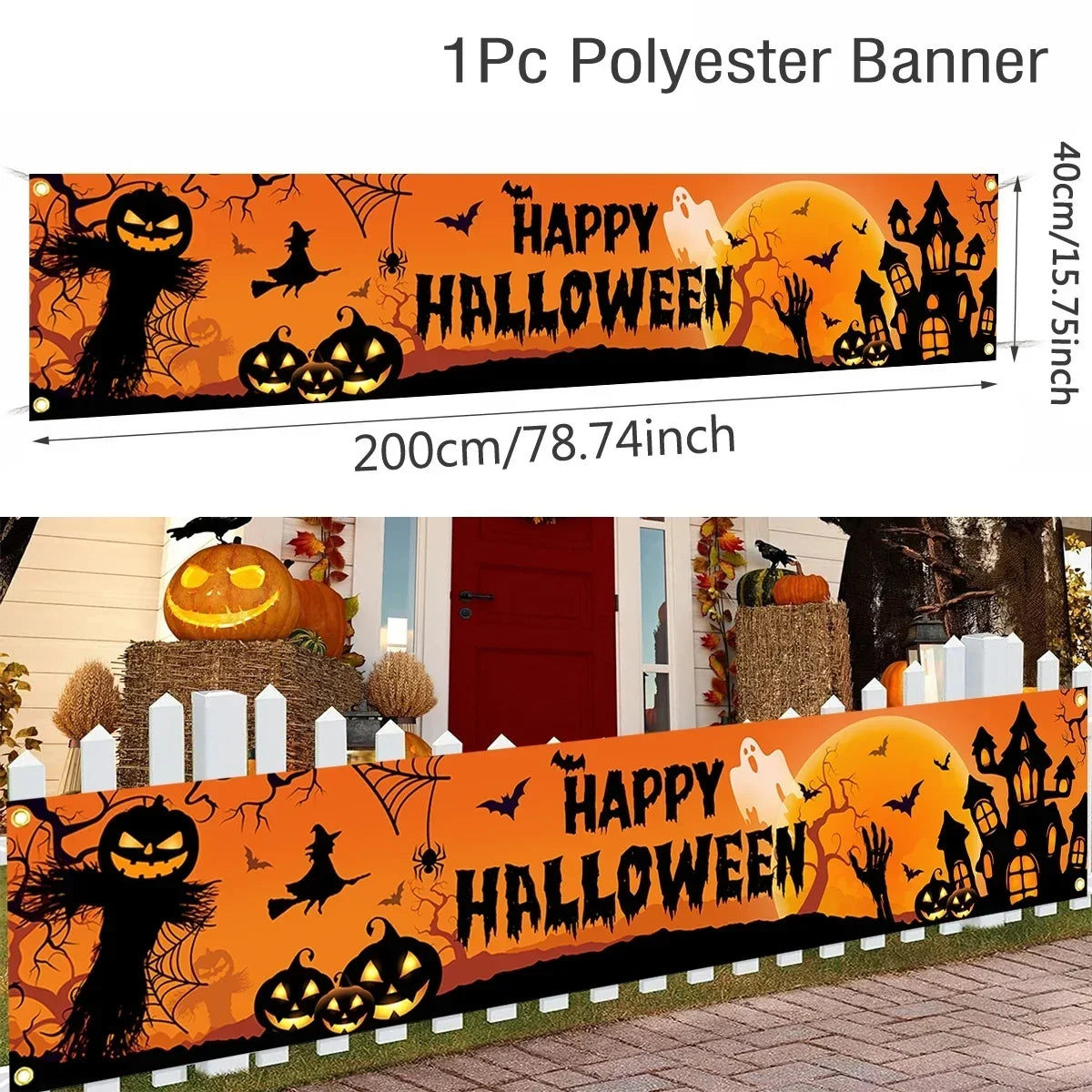 Halloween Pumpkin and Bat Party Banner