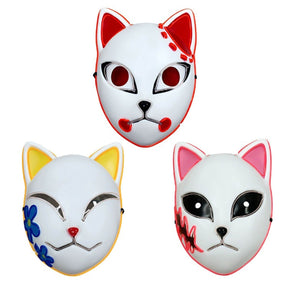 Máscara de Gato para Halloween com Design de Luz LED Fantasia Máscara Iluminada