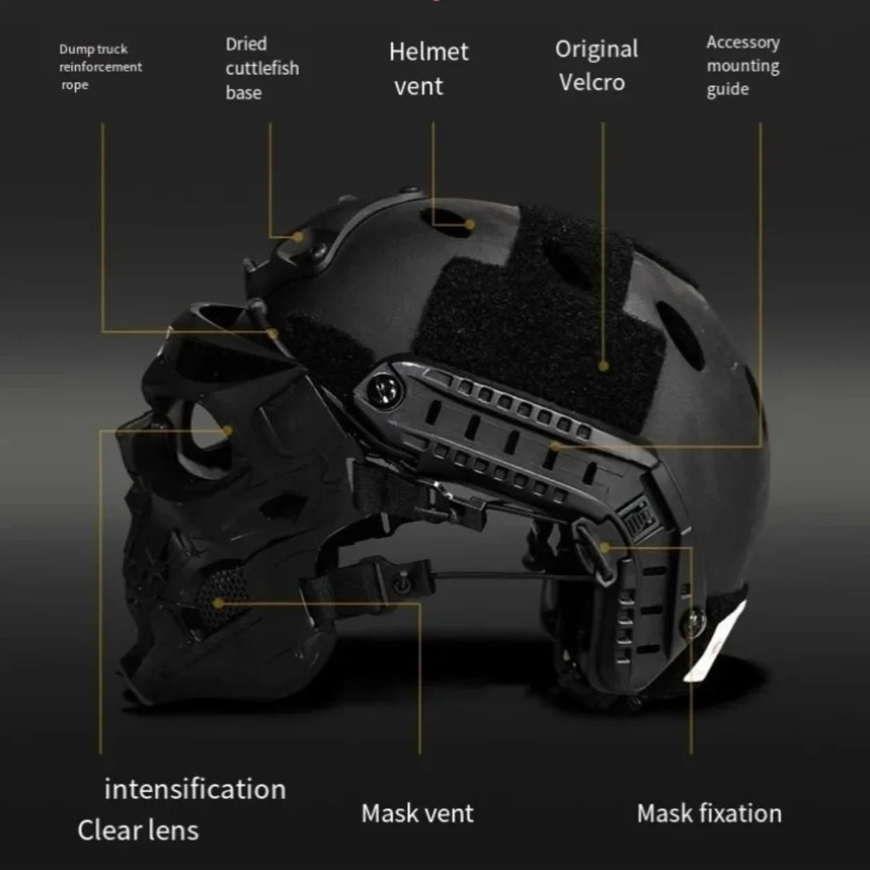 Máscara de Caveira para Halloween Capacete Tático Equipamento ao Ar Livre