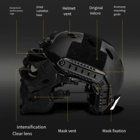 Máscara de Caveira para Halloween Capacete Tático Equipamento ao Ar Livre