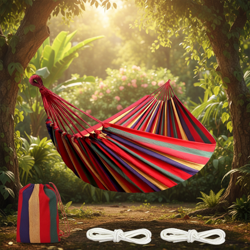 Rede de Descanso Portátil para Camping com Fitas