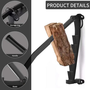 Hanging Carbon Steel Firewood Chopping Machine - Portable Wall Mounted Wood Kindling Splitter