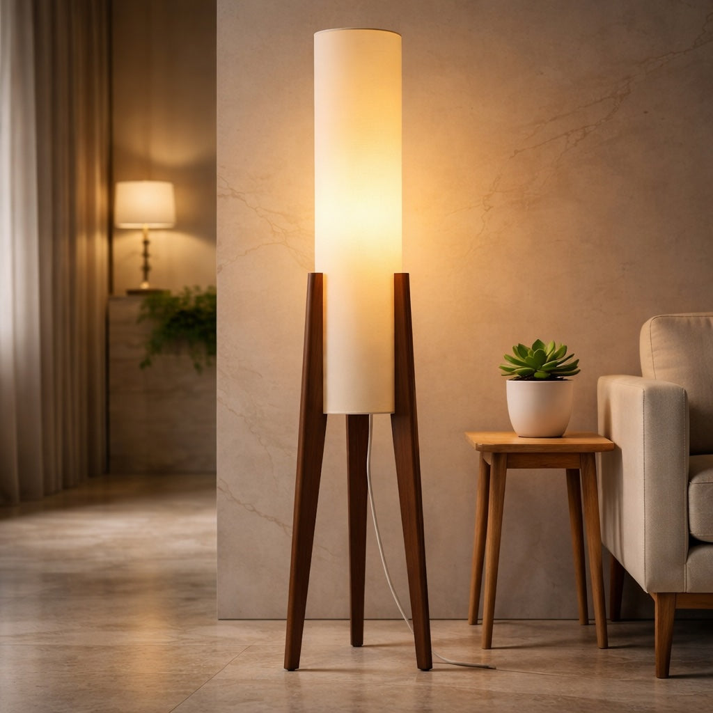Natural Wood Floor Lamp – floor lamp image 4