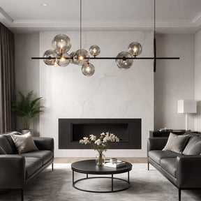 Glass Ring Pendant Light – 47.2" / 120.0cm 10 Heads, Warm White, Gold – pendant light image 12