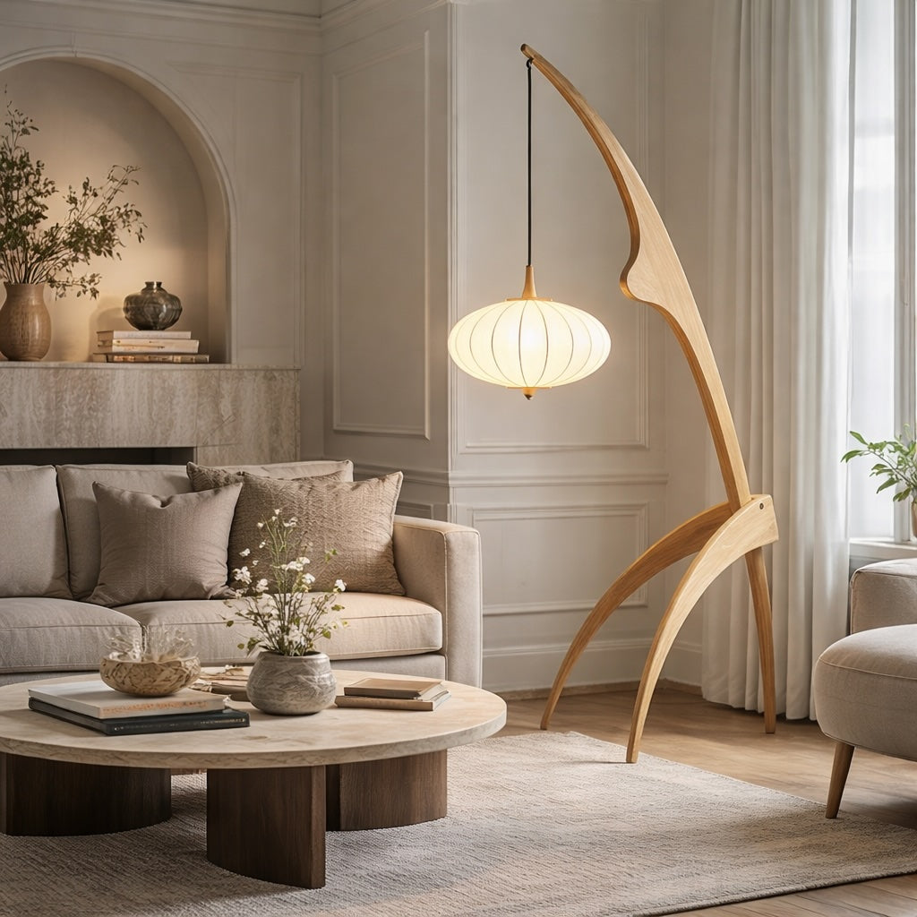 Wood Tripod Floor Lamp – floor lamp image 2
