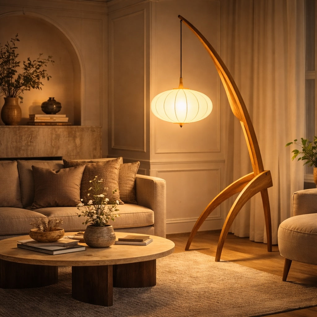 Wood Tripod Floor Lamp – Oak – floor lamp image 1