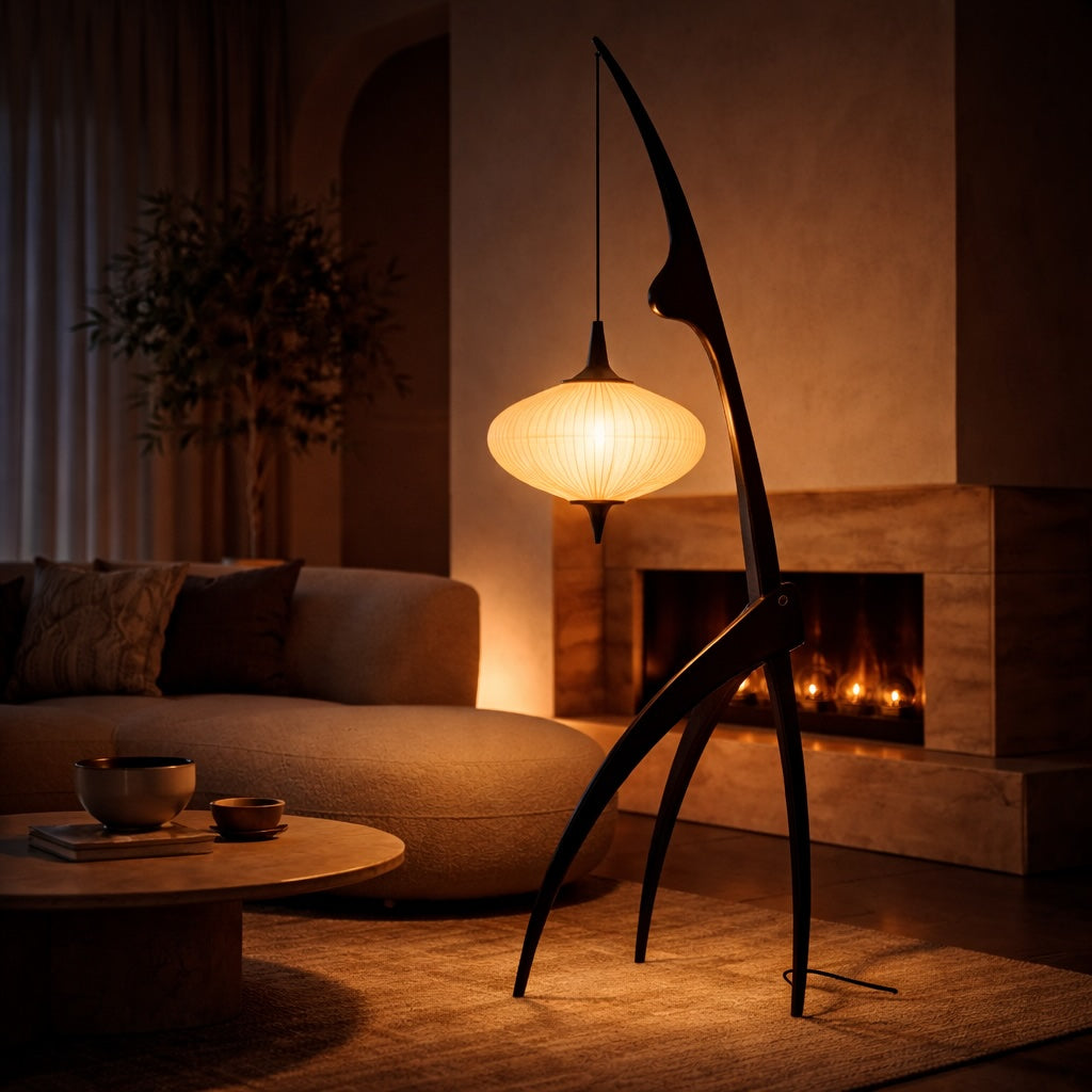 Wood Tripod Floor Lamp – Black – floor lamp image 5
