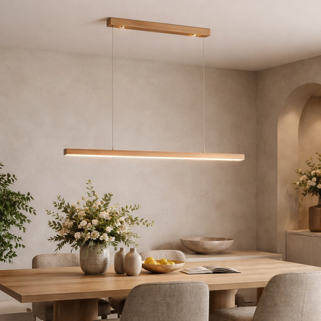 Linear Wood LED Pendant Light – Pine | 1 mount, 70.9" / 180.1cm – pendant light image 29
