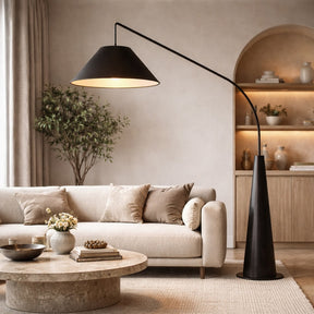 Curved Metal Floor Lamp – Black – floor lamp image 1