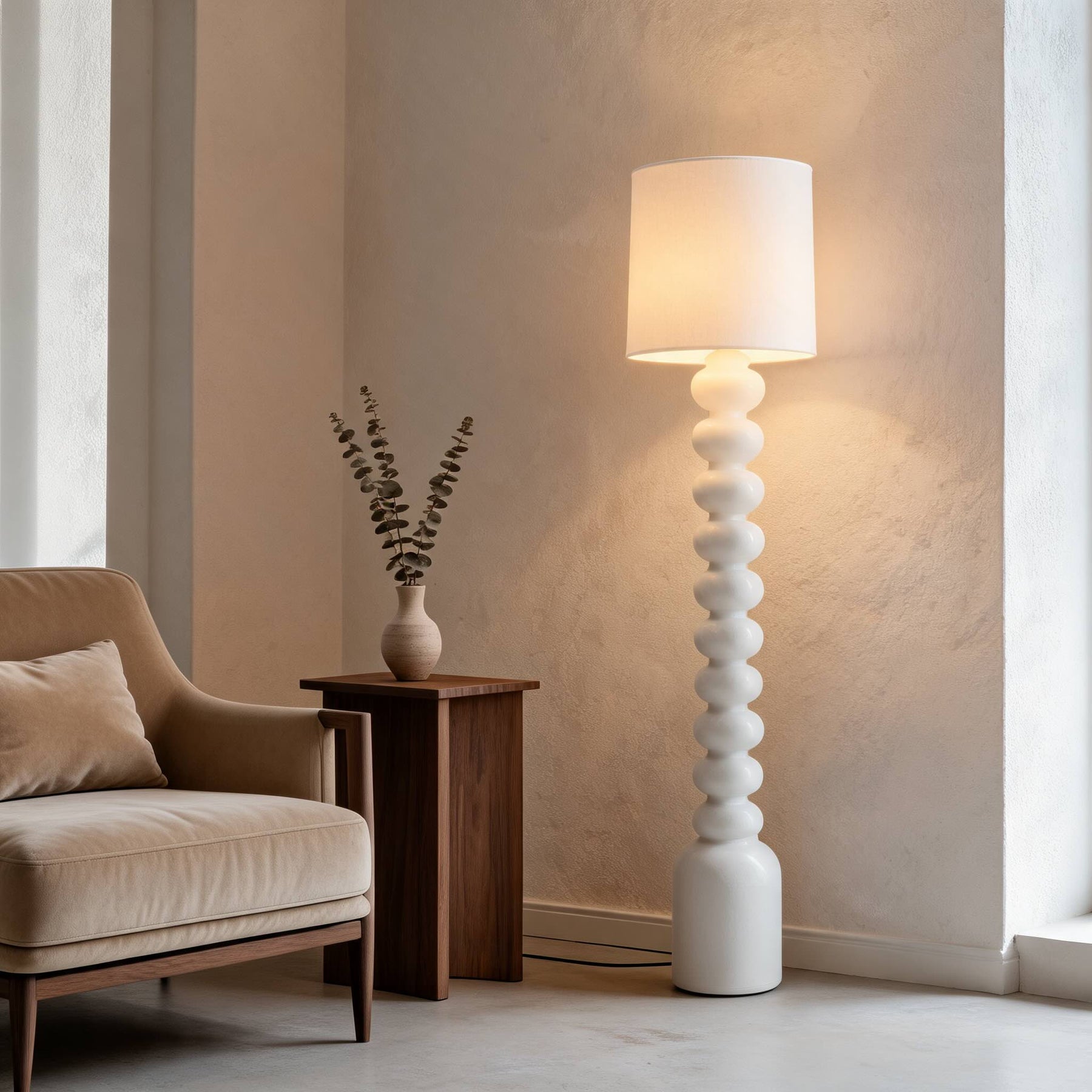 Resin & Fabric Floor Lamp – floor lamp image 3
