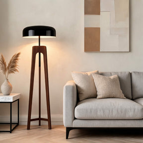 Walnut & Black Metal Floor Lamp – floor lamp image 2
