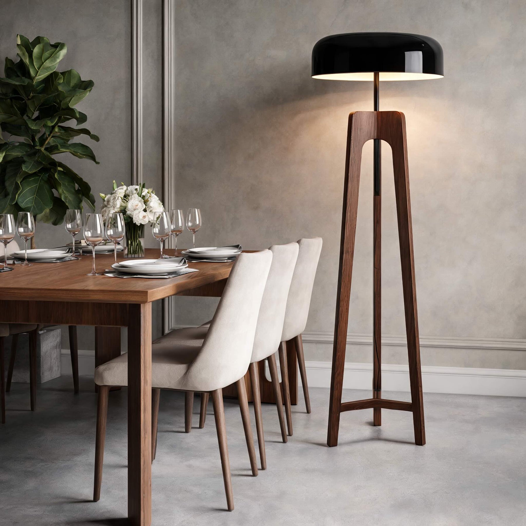 Walnut & Black Metal Floor Lamp – floor lamp image 6