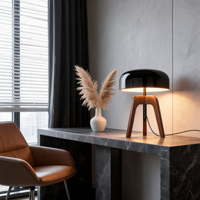 Walnut & Black Metal Floor Lamp – floor lamp image 3
