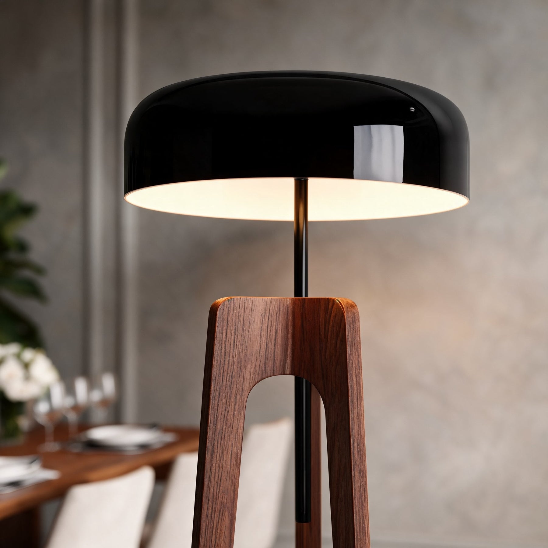 Walnut & Black Metal Floor Lamp – floor lamp image 4