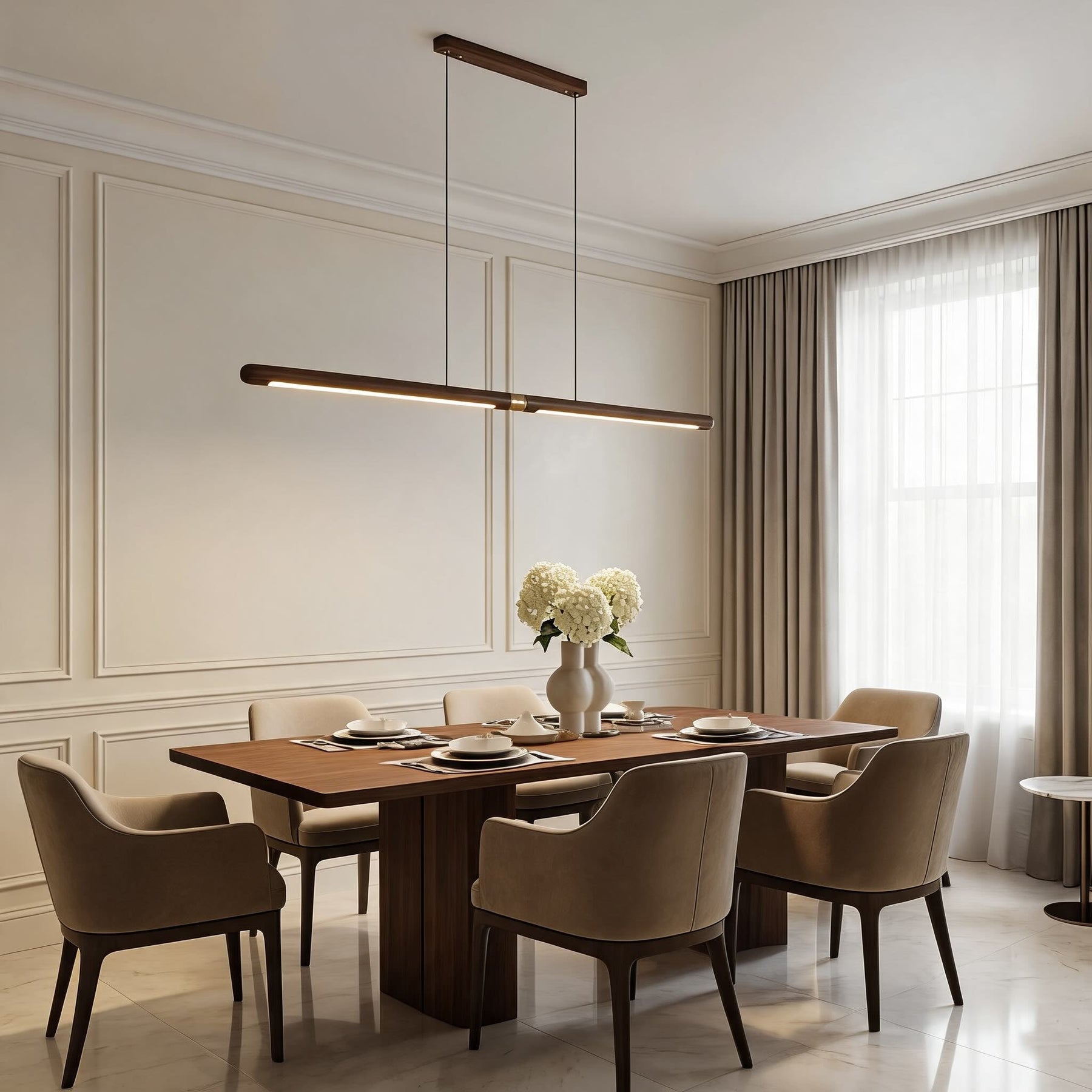 Black Walnut Linear Pendant Light – pendant light image 3