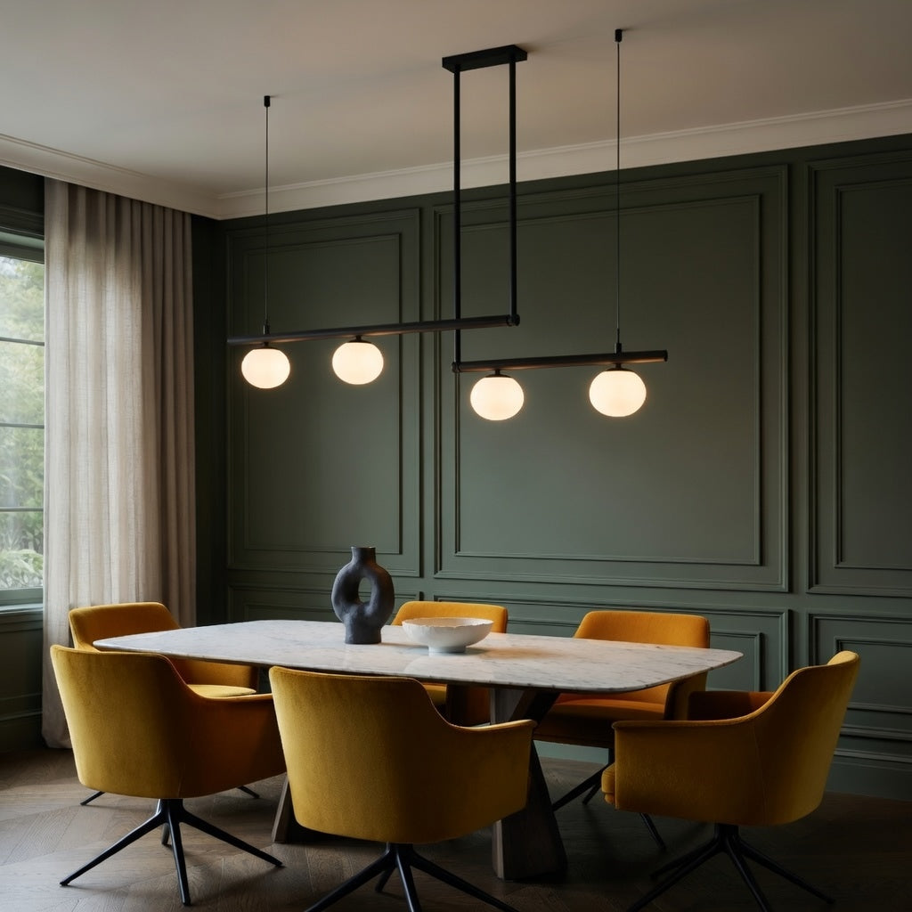 Globe Pendant Chandelier – Black, 4 Lights Double – pendant light image 24