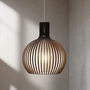 Nordic Wood Cage Pendant Light – Black, 17.7" / 45cm – pendant light image 8