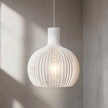 Nordic Wood Cage Pendant Light – White, 17.7" / 45cm – pendant light image 12