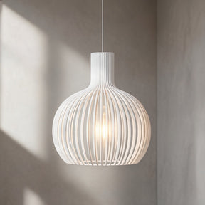Nordic Wood Cage Pendant Light – White, 17.7" / 45cm – pendant light image 12