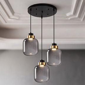 Nordic Glass Pendant Light – Style B-3 Heads - Round Canopy – pendant light image 6