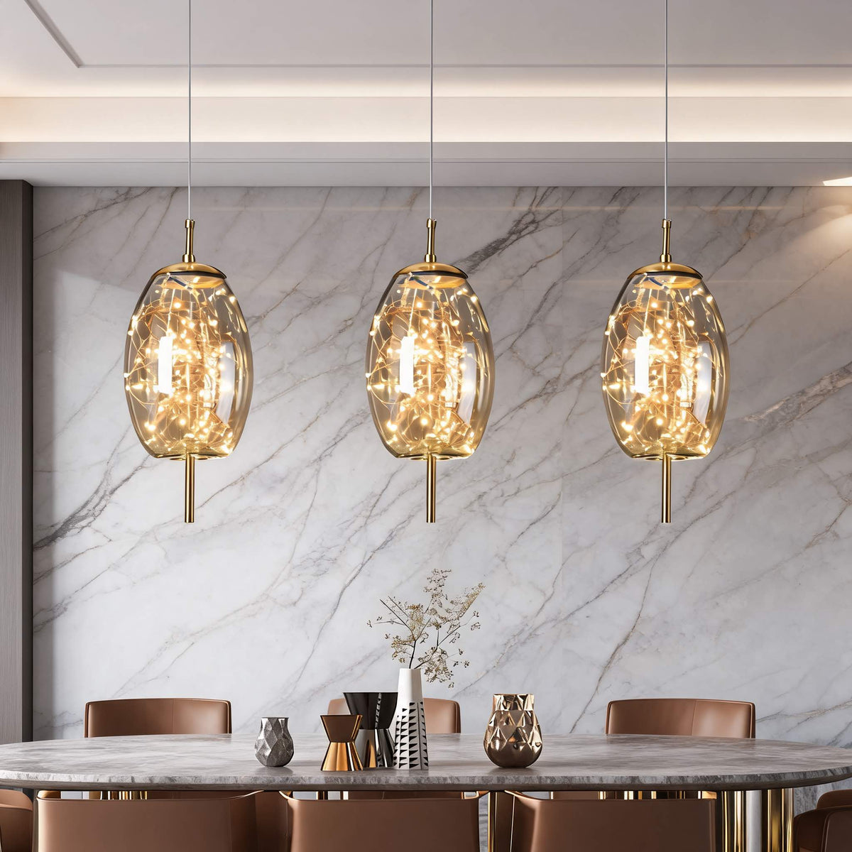 Smoky Glass Geometric Pendant Light – pendant light image 2