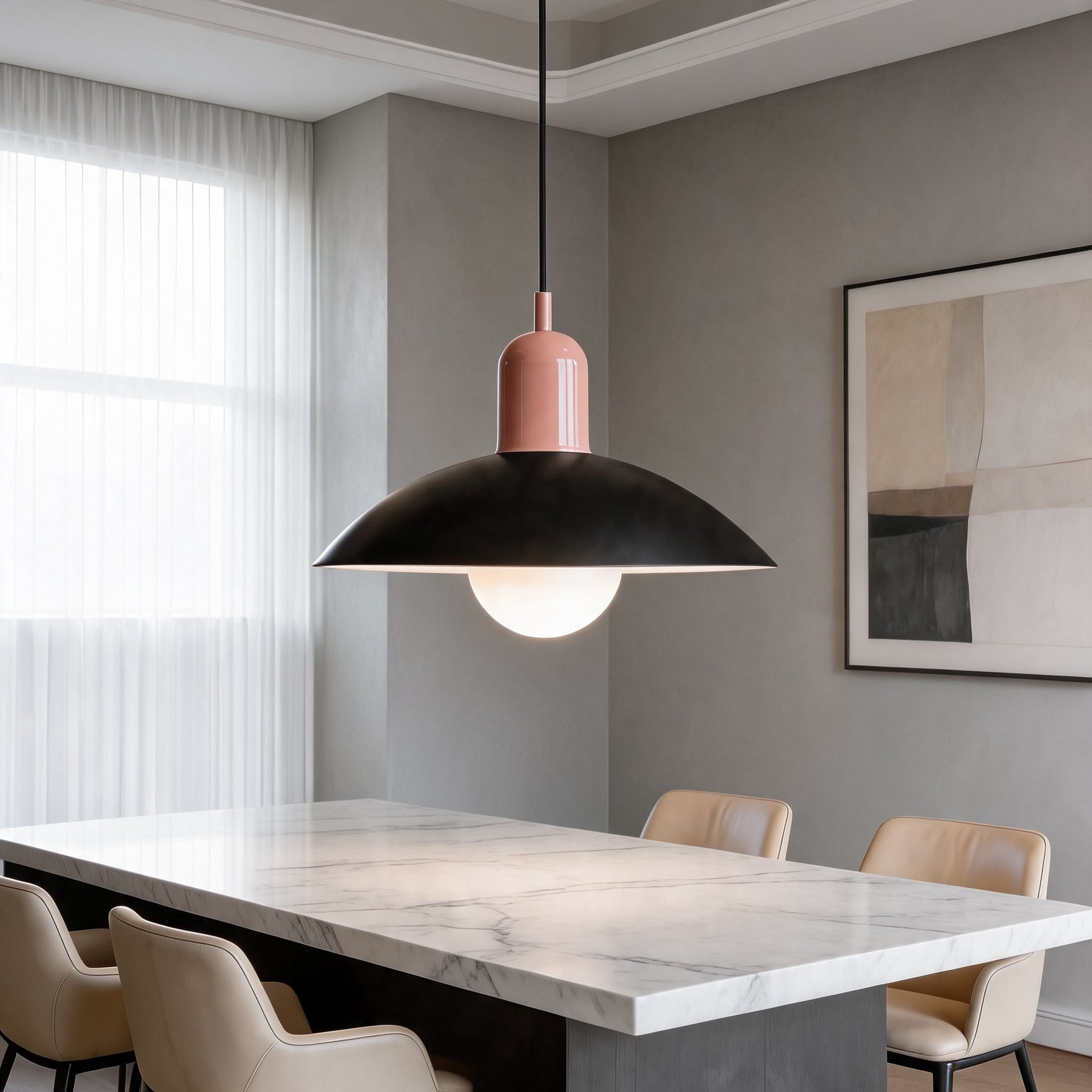 Nordic Bauhaus Pendant Light – Pink, Black – pendant light image 12