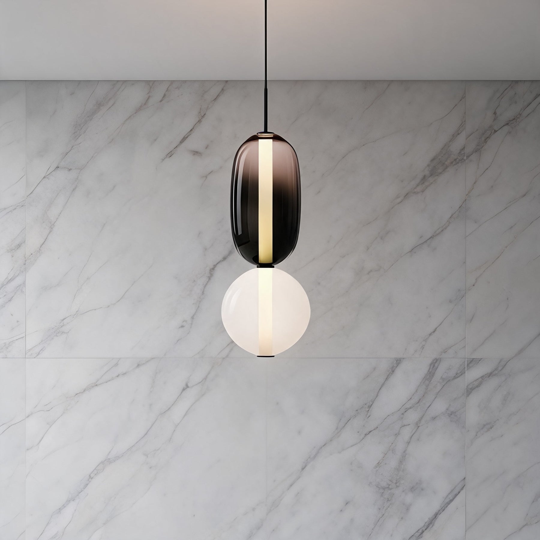 Textured Hand-Blown Glass Pendant Light – Model A / H19.7″, Triac Dimmable Warm Light – pendant light image 7