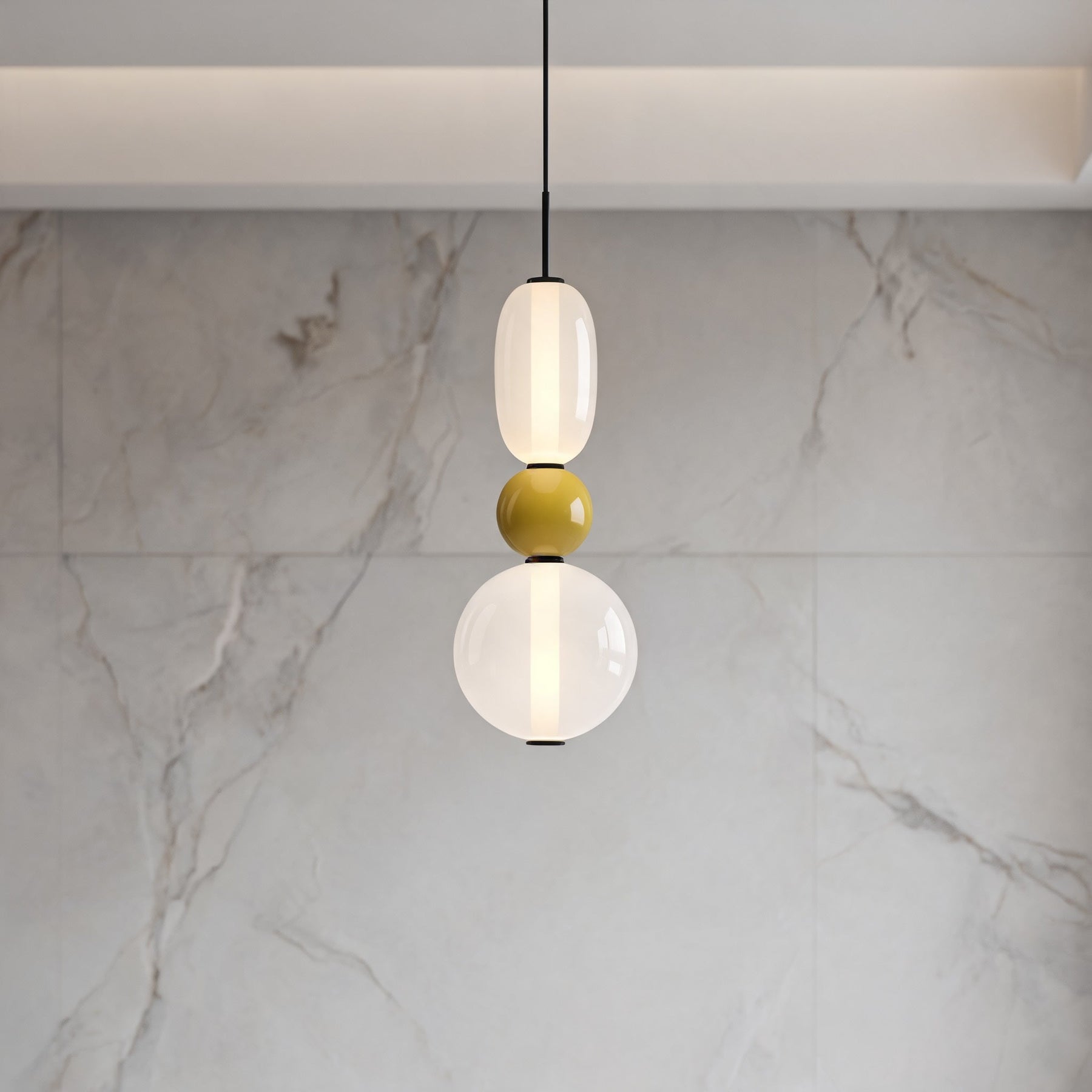 Textured Hand-Blown Glass Pendant Light – Model B / H21.7″, Triac Dimmable Warm Light – pendant light image 11