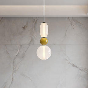 Textured Hand-Blown Glass Pendant Light – Model B / H21.7″, Triac Dimmable Warm Light – pendant light image 11