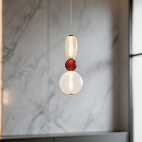 Textured Hand-Blown Glass Pendant Light – Model B Red / H21.7″, Triac Dimmable Warm Light – pendant light image 15