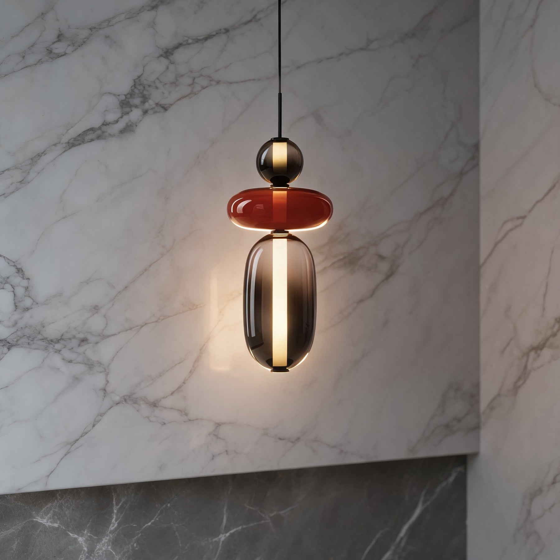 Textured Hand-Blown Glass Pendant Light – pendant light image 4