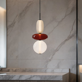 Textured Hand-Blown Glass Pendant Light – Model D Red / H20.7″, Triac Dimmable Warm Light – pendant light image 31